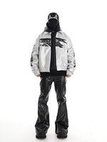 Veste en cuir brodée de style urbain Penpace pour homme, doudoune épaisse au design unique