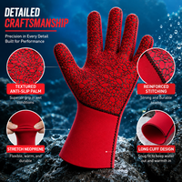 Gants de plongée en néoprène rouge antidérapants à paume haute élasticité pour la pêche sous-marine et le surf (vente en gros)