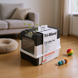 Bac à litière pour chat Tri-Blend, gris, carré, en plastique, manuel, pour chats - Product Image 2