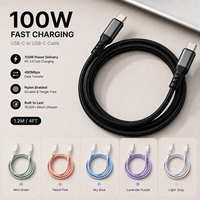 Câble USB C vers USB C tressé en nylon 1,2 m 100 W PD 5 A Charge rapide USB 2.0 Type C Câble de données Fournisseur OEM ODM