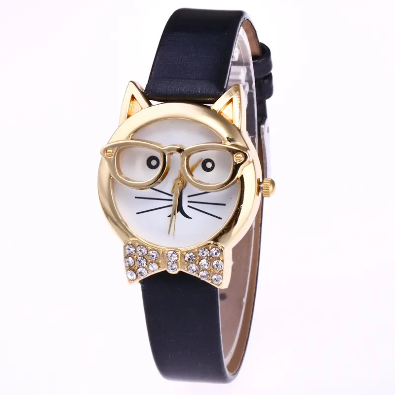 Fashion Cute Cat Face Ladies Women Quartz Watch