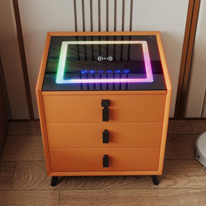 โต๊ะข้างเตียงอัจฉริยะทันสมัย พร้อมที่ชาร์จไร้สาย USB ไฟ LED สัมผัสควบคุม ลำโพง และระบบล็อคด้วยลายนิ้วมือ - Product Image 4