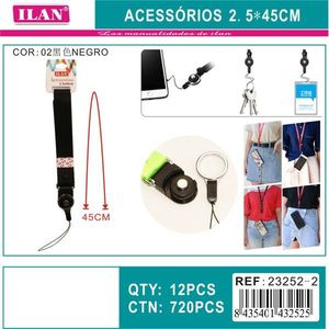 Cavo accessorio ILAN 2,5x45 cm nero per porta chiavi e carte d'identità per telefono - Product Image 1