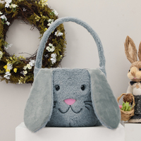 Panier de pâques lapin longues oreilles en peluche œufs de pâques seau lapin sourire visage bonbons sacs cadeaux panier de pâques