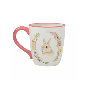Taza de cerámica con estampado de conejito blanco y rosa personalizada, bonito regalo de vacaciones de primavera para café o té - Product Image 2