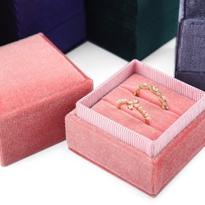 Luxury Square Velvet Jewelry <b>Gift</b> <b>Box</b> Lid and Base Premium High Quality Velvet Jewelry <b>Ring</b> Necklace Pendant Packaging <b>Box</b> - Product Image 2