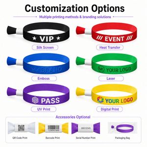 Pulseras Desechables de Poliéster de Color Sólido para Eventos, Pulseras de Admisión con Impresión de Logotipo Personalizado - Product Image 4