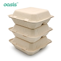 Contenants alimentaires jetables en bagasse biodégradable, imperméables, résistants à la graisse et compatibles micro-ondes pour la préparation des repas, le camping et l'usage quotidien