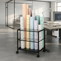 Support de rangement mobile sur mesure pour plans et affiches, 20 emplacements, en métal, pour œuvres d'art et plans