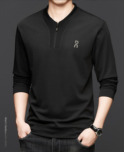 Camisola de gola semi-zíper masculino Pullover Casual Joker camisa de manga comprida - Product Image 4