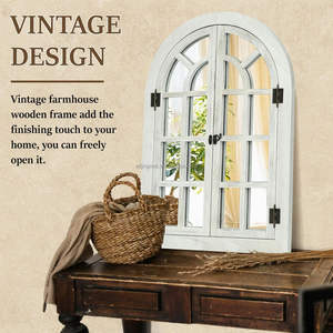 <span class=keywords><strong>Espejo</strong></span> de Pared Arqueado, Espejos de <span class=keywords><strong>Ventana</strong></span> para Decoración de Paredes, Marco de Madera, Decoración Rústica, Espejos Decorativos Blancos para Pared con Aspecto de <span class=keywords><strong>Ventana</strong></span> - Product Image 5