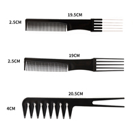 En gros pas cher 10 pièces en plastique peigne à cheveux salon de coiffure antistatique en Fiber de carbone peigne à cheveux ensemble Salon de coiffure coupe peigne à cheveux