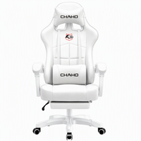 Chaise de jeu ergonomique avec hauteur réglable, appui-tête inclinable en mousse à mémoire de forme, soutien lombaire, cuir PU respirant, design pivotant