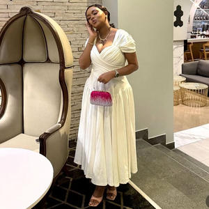 Robe grande taille pour femme la plus vendue – Robe de soirée chic et élégante, style col en V, couleur unie, sexy pour les femmes à forte poitrine - Product Image 3