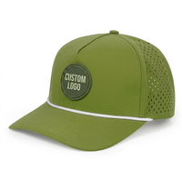 New Fashion Custom PVC Patch Logo 5 Panel Waterproof Polyester Sport Golf Hat,Laser Cut Perforated Dad Gorras,Rope Baseball Cap