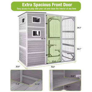 Huge Wooden Cat House with Platforms <b>Outdoor</b> Kitty <b>Enclosure</b> Cat Condo Playpen <b>Pet</b> Cage Villa - Product Image 6