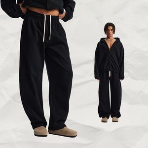 Men's Oversized Black Cotton French Terry Zip-Up Hoodie Sweatpants Baggy Wide Leg Breathable Autumn Streetwear - Product Image 1