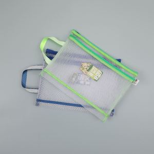 Pochette de rangement portable A4 double couche en nylon pour étudiants, transparente, anti-déformation, avec fermeture éclair en maille - Product Image 3