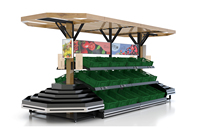 Rayonnage de vitrine de magasin de fruits, 3 couches et couverture supérieure, pièces