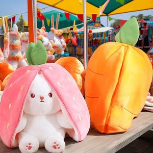 Хит продаж, плюшевая кукла с клубникой, морковным Кроликом, подушка, милый фруктовый кролик, пасхальные плюшевые игрушки для детей, хлопок - Product Image 5