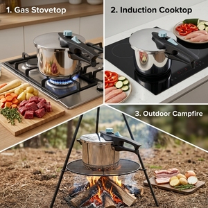 Olla a Presión de Acero Inoxidable para el Hogar, con Diseño de Asa en Forma de Pez, 4L/6L/8L/10L, para Uso en Cocina Doble, <span class=keywords><strong>Precio</strong></span> de Fábrica - Product Image 3