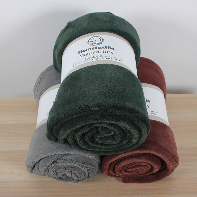 OEM Promotional 100%Polyester Custom Warm Thick Solid Fluffy Throw Blankets Flannel Soft Fleece Blanket