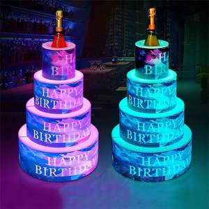 Espositore per Bottiglie di Vino a Forma di Torta di <span class=keywords><strong>Compleanno</strong></span> Illuminato a LED in Acrilico TDP, Presentatore di Bottiglie Glorifier per Night Club VIP - Product Image 1
