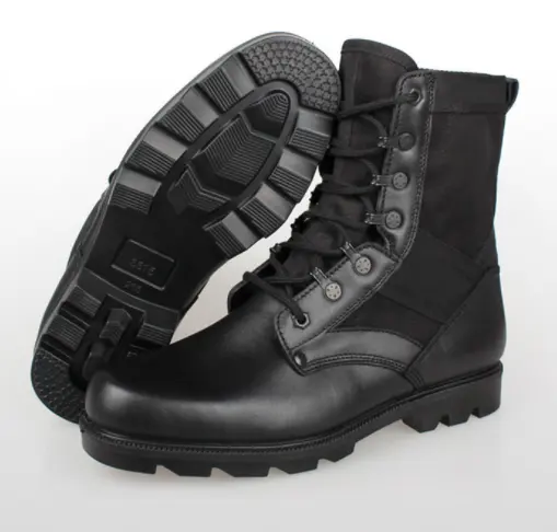 Spring And Autumn Leather High Top Outdoor Work Boots Men'S Black Boots
