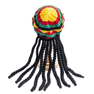 Bonnets, Bérets, Casquettes rayées, Chapeaux en fil tressé pour perruques, style européen-américain, à motifs feuille arc-en-ciel, pour Halloween, Hip-hop, Reggae, <span class=keywords><strong>Dreadlocks</strong></span> - Product Image 3
