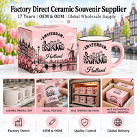 Mug Keramik Tulip Belanda Amsterdam, Cangkir Kopi Enamel Pink Personalisasi, Pemasok untuk Toko Suvenir