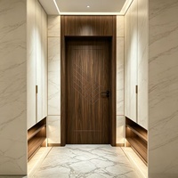 Porte d'entrée principale en WPC avec design sculpté CNC, couleur teck de luxe, ignifuge B1, pour intérieur