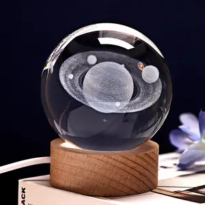 Оптовая продажа, креативный Хрустальный пустой стеклянный шар с 3D-лазерной гравировкой, украшение для дома, хрустальный шар