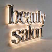 Letrero Metálico Personalizado de Acero Inoxidable con Letras 3D en Canal, Retroiluminado con Cambio de Color RGB para Salón de Belleza, Boutique, Letreros LED