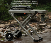 Barbecue à gaz breveté avec chariot pliable et table d'appoint Barbecue au propane portable avec couvercle pour patio extérieur Barbecue de jardin Camping