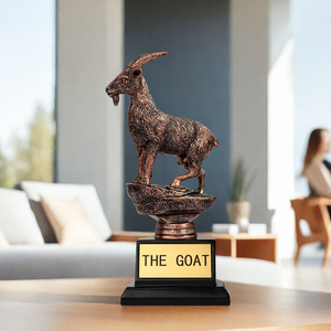 राल बकरी ट्रॉफी टुकड़ा कला डिजाइन हाथ से चित्रित पशु थीम - Product Image 3