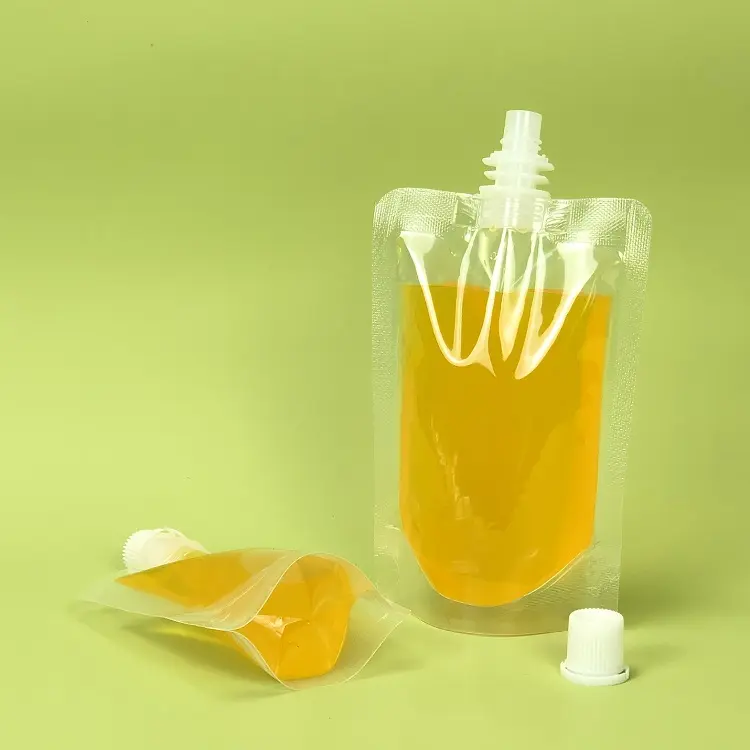 Bolsa de plástico transparente para bebidas, estuche de plástico personalizado para líquidos, 8oz