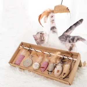 7 In 1 Simulatie Muis Hot Selling Plakkerig Kattenkruid Bijtbestendig Grappige Stok Kat Teaser Kattenveer Speelgoed