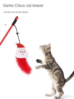 Mainan tongkat kucing Natal interaktif penangkap kucing mainan Teaser kucing menyenangkan berolahraga bermain dalam ruangan