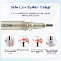 Perceuse à ongles électrique sans fil portable HOWYEA 35000 tr/min, rechargeable par USB, forme stylo, construction métallique