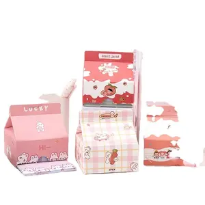 Creative Cute Milk Juice Beverage Box Design Stationary Sticky Notes Customized Cute Index Posted It Sticky Note
