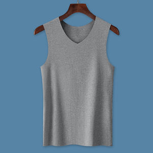 2026 New Arrival Premium 100% Cotton Seamless Men's Tank <b>Top</b> Slim-Fit Wide Shoulder <b>Sleeveless</b> Crew Neck Summer Base Layer Shirt - Product Image 6