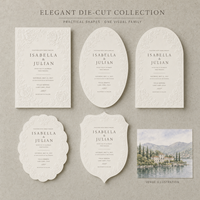Papeterie de mariage de luxe à motifs floraux en relief, Bordure de pivoine en relief coudé, Cartes d'information de mariage découpées sur mesure