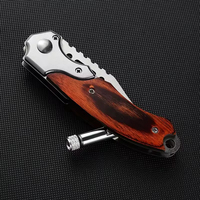 Agent d'achat de produits de plein air Couteau à manche en bois Couteau de poche pour l'extérieur Bushcraft Chasse Camping avec flash LED