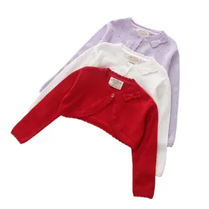 Baby Meisje Vest Met Lange Mouwen Meisje Katoen Gebreide Trui Jas Peuter Schouderophalen Jas Baby Cropped Knit Bolero