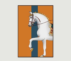 Huamiao gambar seni dinding bingkai kuda, Abstrak mewah dan lukisan porselen kristal mode untuk dekorasi rumah ruang tamu - Product Image 5