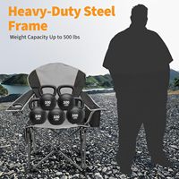 Kursi Lipat Camping 500 LBS, Kursi Portabel Lipat dengan Tempat Cangkir dan Kantong Pendingin Samping untuk Halaman Rumput, Pantai, Memancing, Hiking