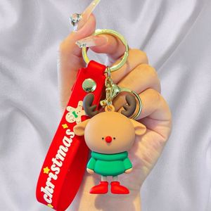 Cartoon 3D Anime Style Christmas Keychain Cute Kawaii Santa Snowman <b>Tree</b> Deer Pendant Charm Crystal Material for Girls Bag Gift - Product Image 3