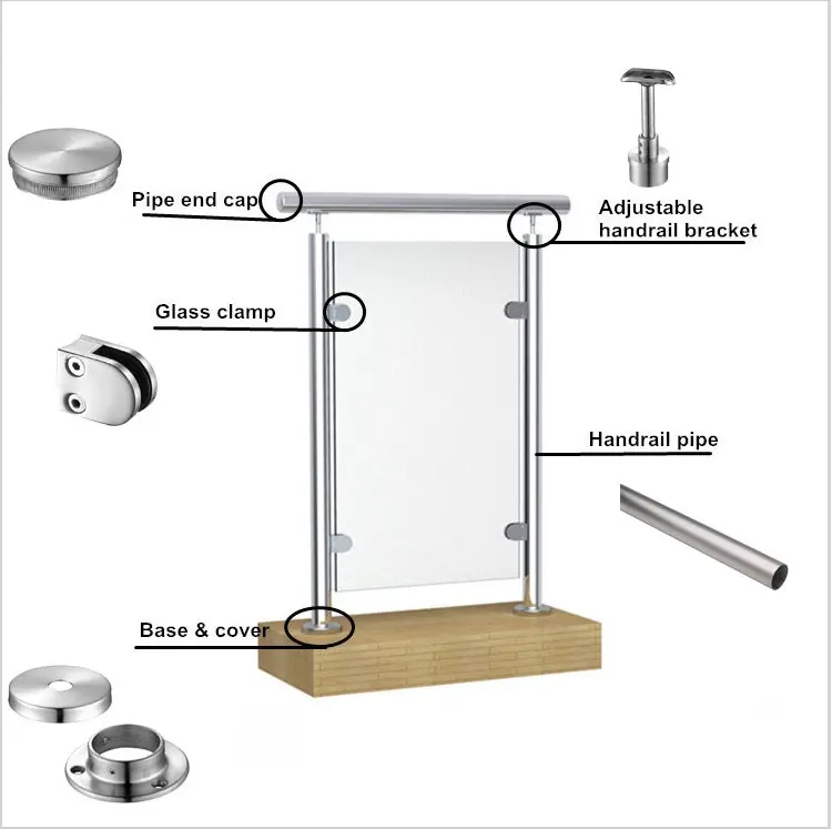 ALD paslanmaz çelik 304/316 cam korkuluk ve cam parmaklıklı tırabzan bağlantı parçaları aksesuarları