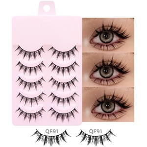 Faux cils en matière synthétique pour marque privée, bande complète, effet naturel, 15 styles, lot de 5 paires, pour maquillage - Product Image 2