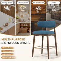 Tabourets de bar modernes avec repose-pieds, siège en tissu doux, structure en bois massif, écologiques, durables, résistants à l'eau, pour salle à manger et salon en extérieur